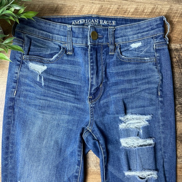 American Eagle High Rise Legging Distressed Size 4 - Picture 2 of 10